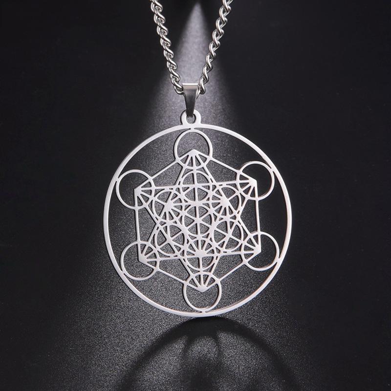 Přívěsek náhrdelník Archanděl Metatron Nerezová ocel Posvátná geometrie Hexagram Šperky Doplňky