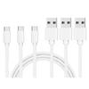 USB-C Cable for Xiaomi Redmi Note 11 / Redmi Note 11 Pro 5G / Redmi Note 11T 5G - White Braided Nylon 1 Meter [PACK OF 3] Phonillico®
