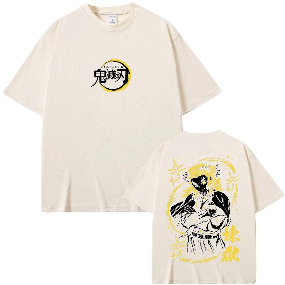 Anime Demon Slayer Rengoku Kyoujuro Graphic Printed T-shirt Men Women Manga Kimetsu No Yaiba Tshirt Male Oversized T Shirts Tops