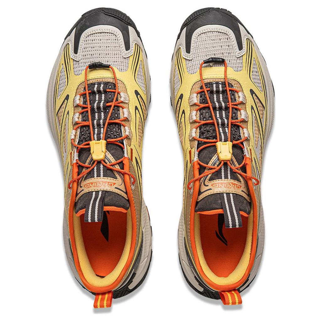 Li Ning Outdoor CF Tracing Cushioning Slip Resistant Abrasion Resistant Low Top Hiking Shoes Unisex Yellow Brown AHTV001-2