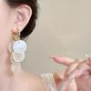 Petal Drop Tassel Earrings White/Gold Dangle Earrings Korean Shell Dangle Earrings  Beach