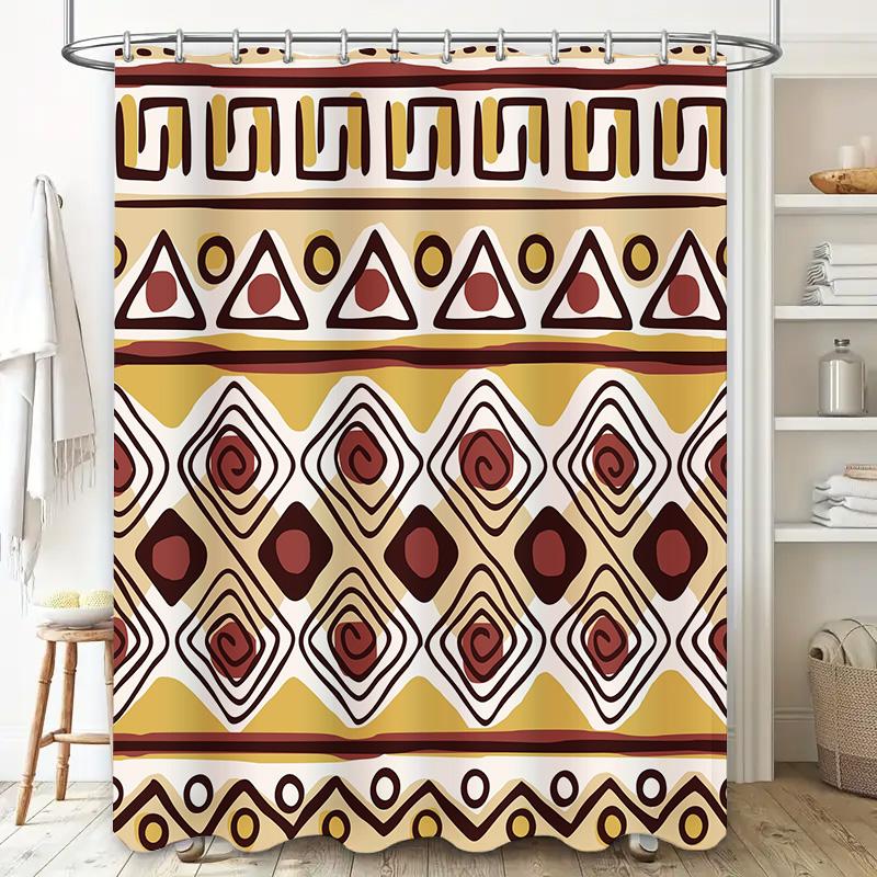 Decorative Shower Curtain with Vintage Tribal PatternWaterproof Fabric for Bathroom Decorations Perfect Gift Idea