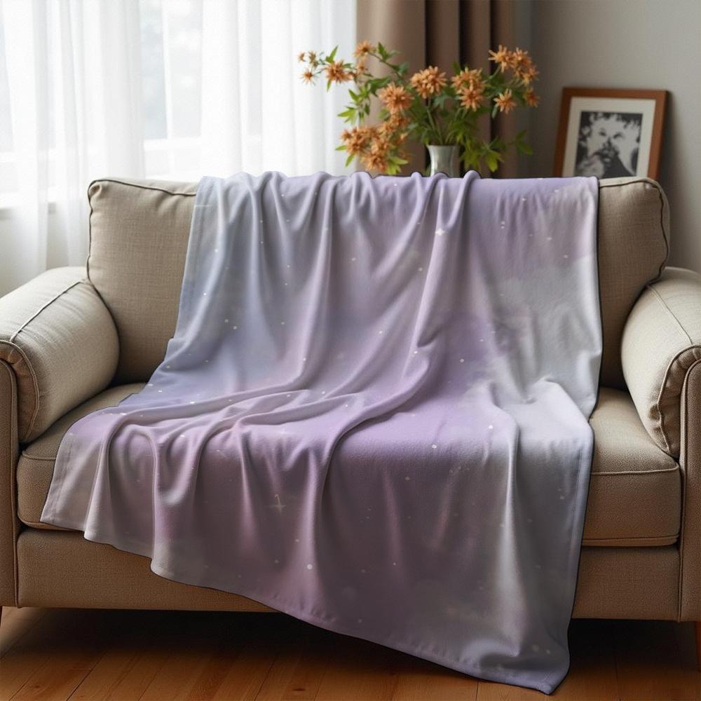 Lavender Leaf Texture Anime Cartoon Flannel Blanket Soft Warm Throw for Bedroom Sofa Car Kids Holiday Gift