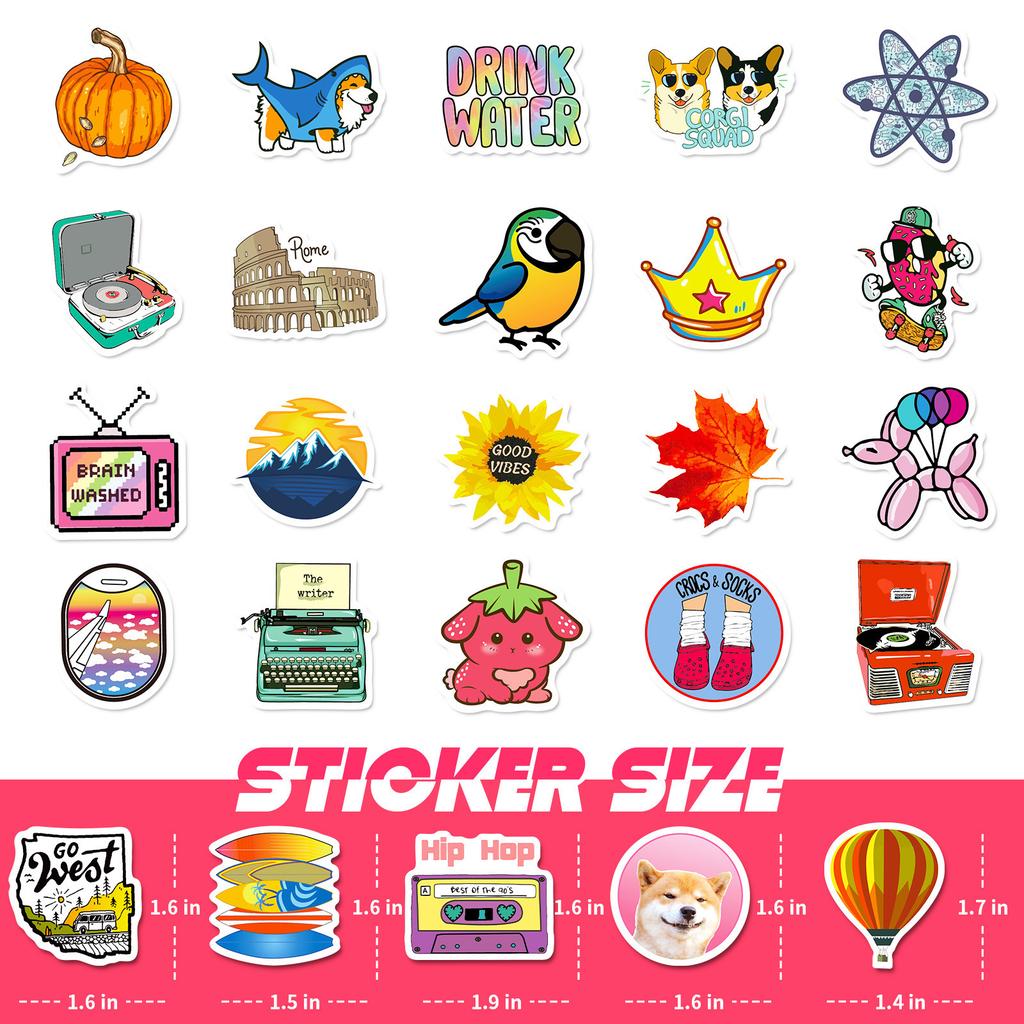 100 Small Size 4cm New Small Fresh Tape Mix and Match Stickers Cute Cartoon Outdoor Graffiti Stickers