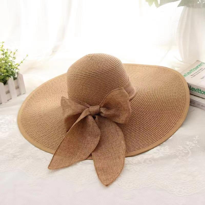 Summer Wide Brim Straw Hat With Sun Protection Foldable For Women Fashionable Sun Hat