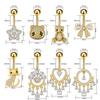   Zircon Waterdrop Bow Belly Button Ring Heart Panda Navel Piercing For Women Beach Body Jewelry