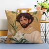 Jesus Christ Portrait Christian Art Cushion Cover Washable Linen Comfort Soft  for Sofa Bed Cozy Home Room Decor