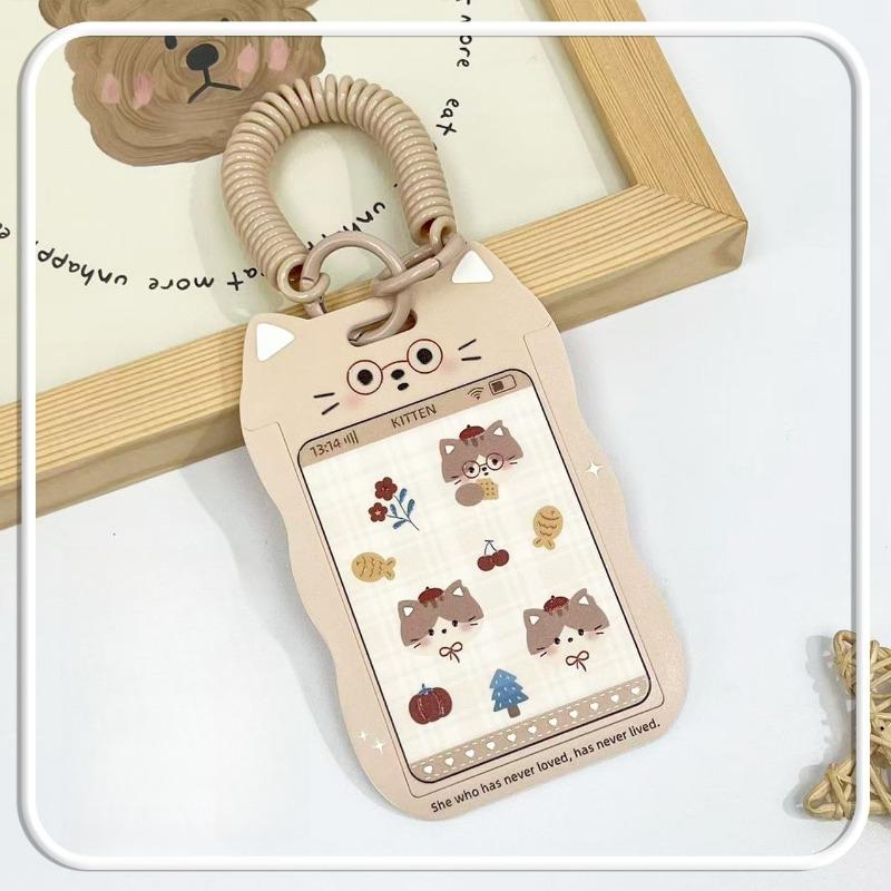 Kawaii Kat Transparant Acryl Luxe Fotokaarthouder Kpop Idol Kaartbeschermer Creatieve Tas Hanger Campus ID Opbergtassen