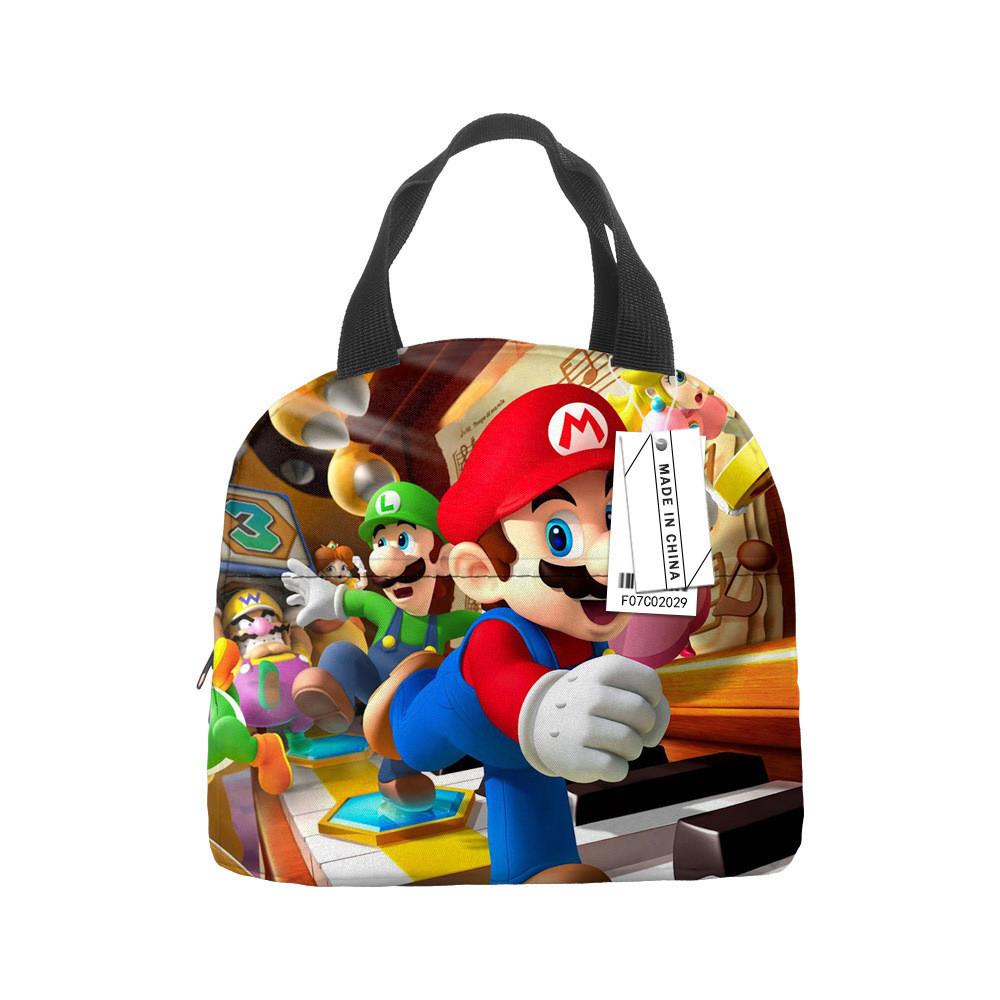 Super Mario Bros Lunchtasche für Kinder mit isoliertem Oxford-Gewebe, tragbarer Schul-Lebensmittelbehälter