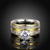 2pcs /Set Crystal Stainless Steel Rings For Women Girl Aaa White Cubic Zircon Rhinestone Ring Wedding Band Jewelry Aneis Feminino