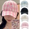 Plaid Bow Embroidered Baseball Cap for Women Korean Ins Versatile Sweet Bowknot Hip-Hop Hats Outdoor Shade Travel Beach Sun Hat Baseball Cap