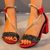 Mode High Heels Damen Sandalen Kristall Elegant Klobig Damenschuhe 2025 Trend Mode Zehenoffene Sandalen Neu Sommer Sandalias De Mujer