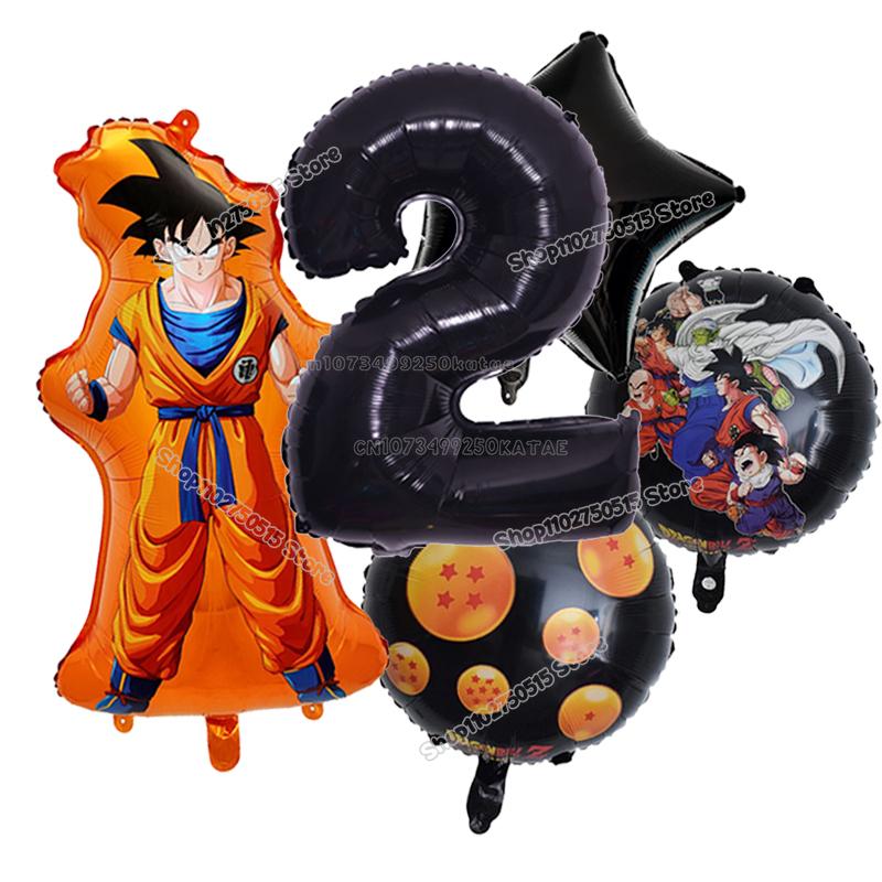 Anime Son Goku Kids Birthday Decoration Dragons Ball Number Balloons Collection Boy Girl Party Favor Cartoon Baby Shower Birthday Decor