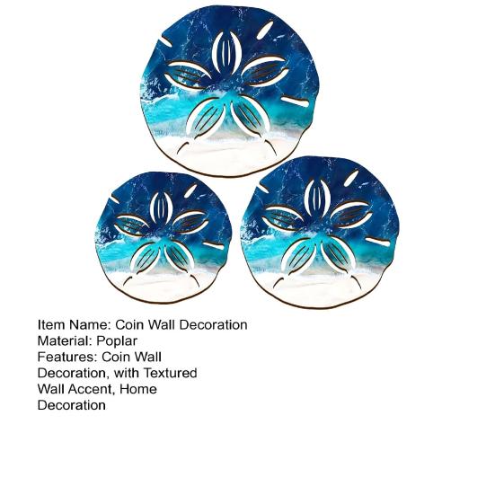 Coin Wall Decoration Eco-Friendly Wood Ornaments Ocean Theme Artistic Design Wall Art for Living Room Bedroom