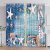 Starfish Fishing Boat Background Pattern Printed Curtains   Window Decorations   Home Decorations   Room Decorations