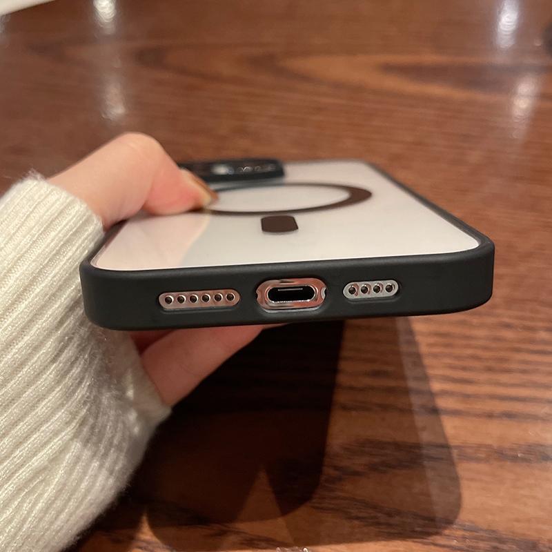 Farbrahmen Klare magnetische Acryl-Telefonhülle für iPhone 16 Pro Max 15 14 Pro 11 13 12 11 für Magsafe Stoßfester Linsenschutz TPU Transparente Abdeckung