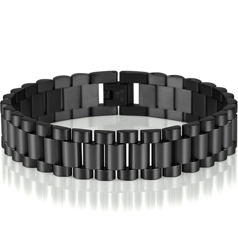 15MM Breed 8/9 Inch Lang Horlogeketting Stijl Polsband Mannen Armband Voor Mannen Goudkleur Roestvrij Staal Jongens Sieraden Accessoires