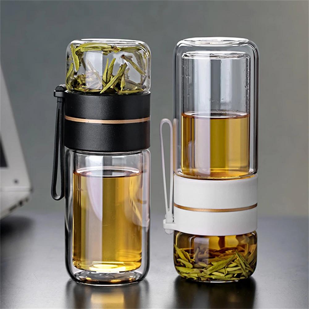 Glass Water Bottles Tea Infuser Bottle Tea Separation Mug Double-Layer Portable Water Cup Home Waterbottle Creative Gift Teacup