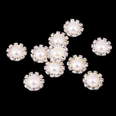 10 stuks bloemvormige strass parel platte knopen voor bruiloft plakboek versiering 13mm