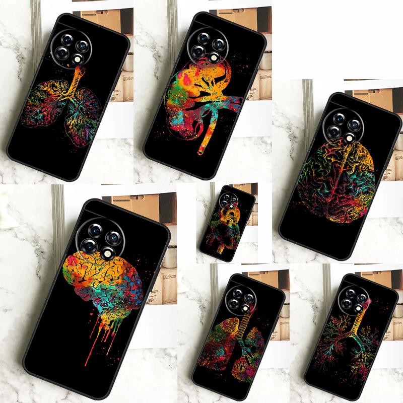 Menschliches Herz Gehirn Lungen Hülle Für OnePlus 12 12R 11 9 10 Pro 10R 9R 8T 10T Nord CE 2 3 Lite 2T N10 N20 N30 CE4 Abdeckung