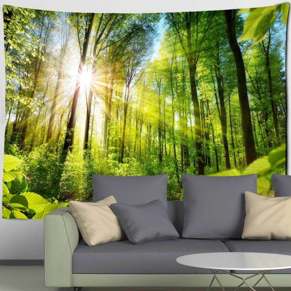 Forest River Wall Tapestry - Nature Landscape HD Print, Calming Waterfall Scene for Bedroom & Living Room Decor