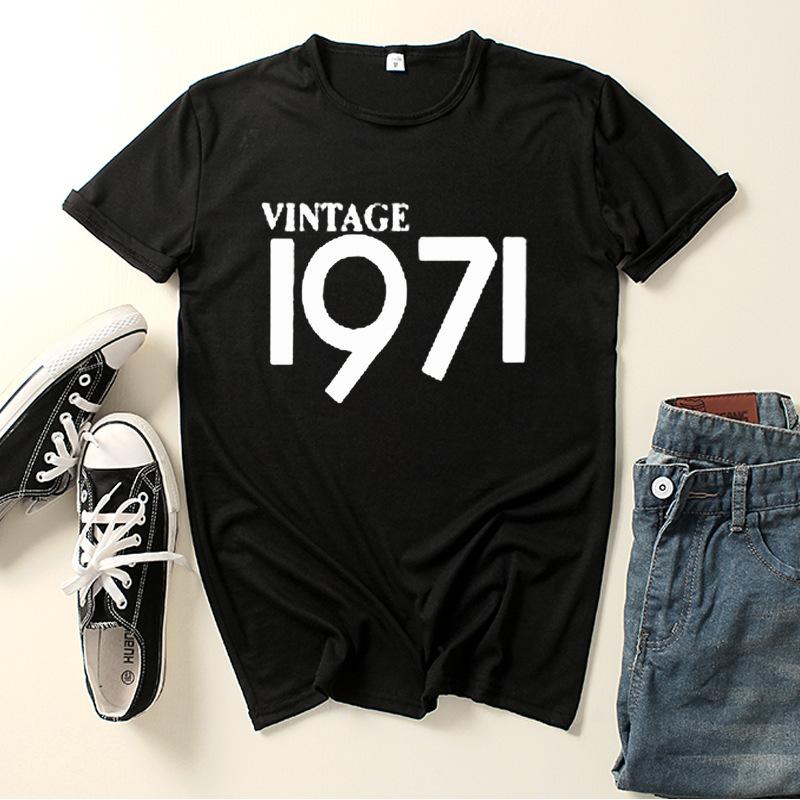 Vintage 1969 1971 Bokstavstryck Dam T-shirt Kortärmad Rundhalsad Lös Dam T-shirt Dam T-shirt Toppar Kläder Camisetas Mujer