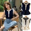 Slim Fit Women Vest Hollow Out Sleeveless Vest Fashion Button Up Top Women