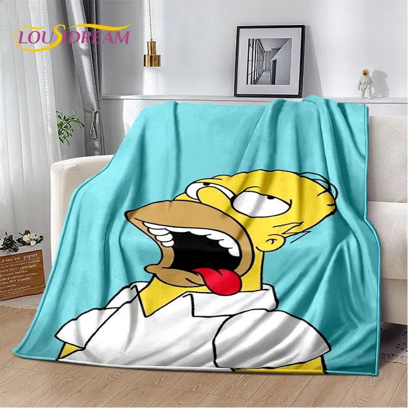 שמיכת קטיפה מצוירת S-Simpsons, שמיכת פלנל, שמיכת זריקה לילדים לסלון, חדר שינה, מיטה, ספה, טיולים, פנאי, תנומה
