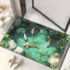 3D Optical Illusion Rug Realistic Fish Pond Area Rug Washable Goldfish Pond Doormat Non-Slip Floor Mat for Kids Playroom Living Room Bedroom Entrance