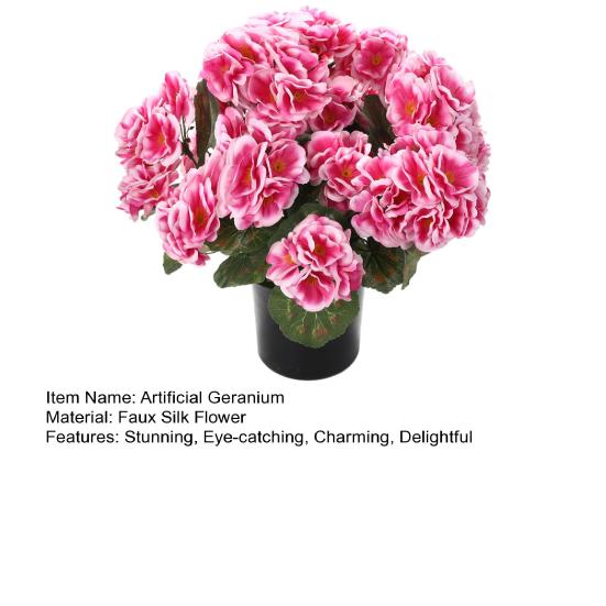 Artificial Geranium Flowers for Outdoors 13" Potted Fake Geraniums Bush UV Resistant Faux Silk Flower