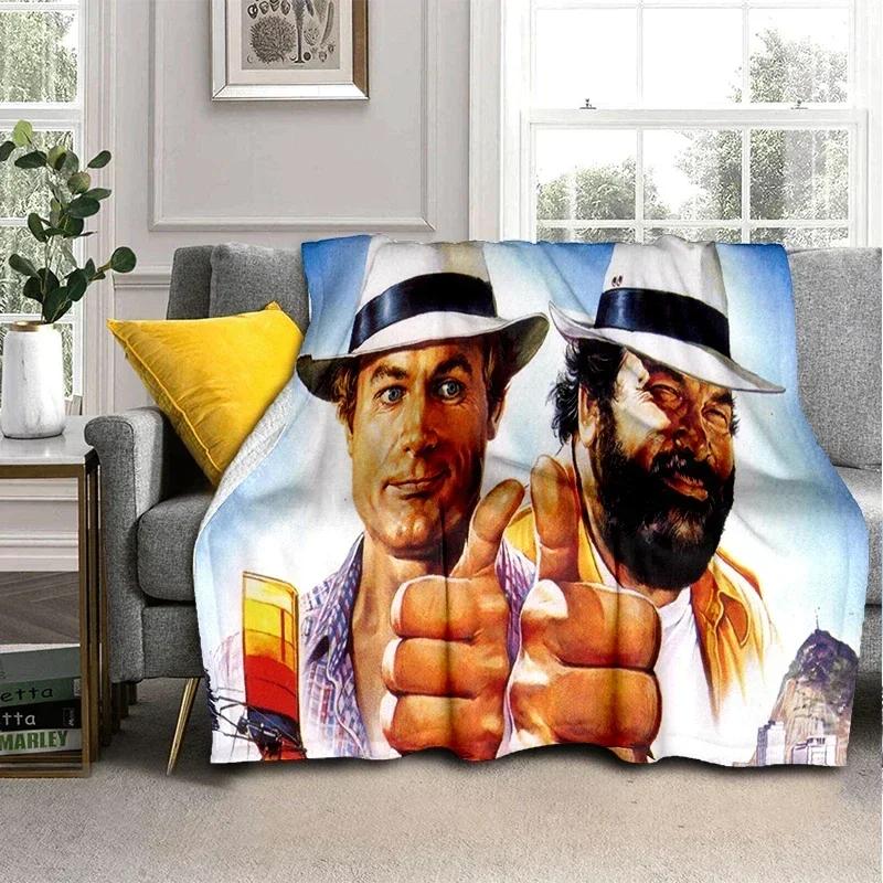 Bud Spencer Terence Hill Wohndecke für Sofa Wandern Picknick Super Weiche Steppdecke Mode Bett Thermoflanell Geburtstagsgeschenk