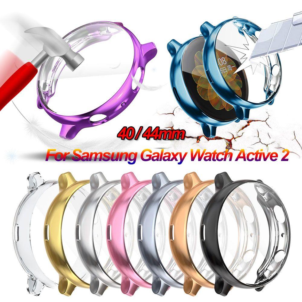 Slim 40mm 44mm Soft Electroplate TPU Watch Case For Samsung Galaxy Watch Active 2 Screen Protector
