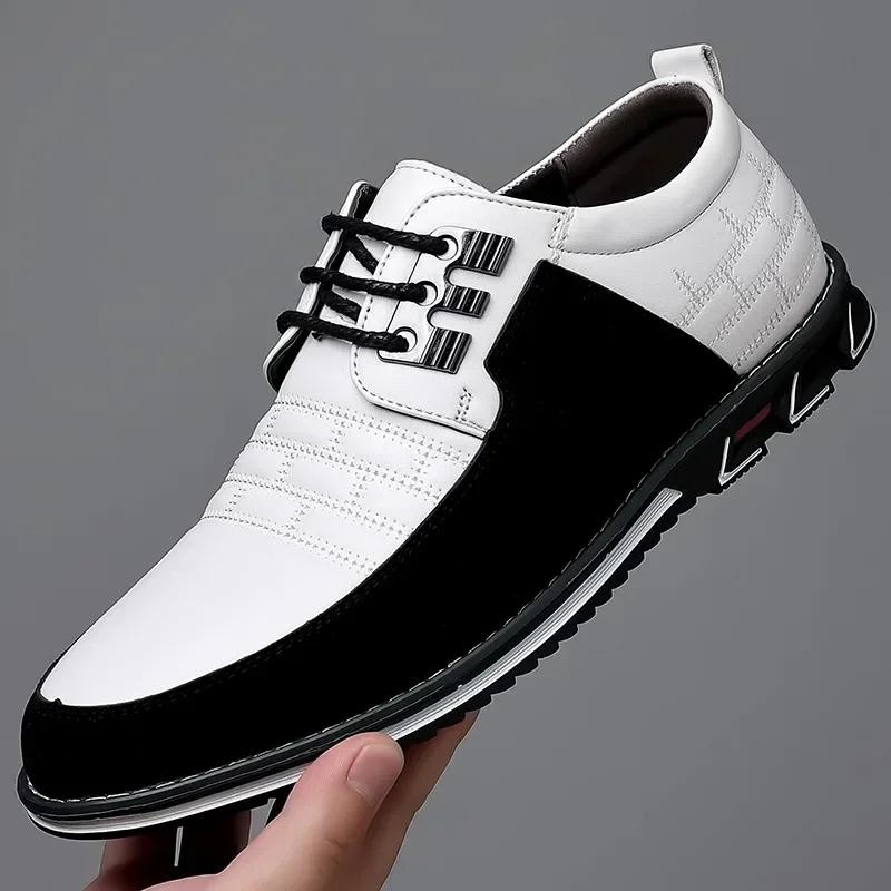 Chaussures décontractées d'affaires d'automne 2024 pour hommes, chaussures en cuir classiques tendance, baskets d'extérieur pour hommes, couture, chaussures habillées respirantes pour hommes