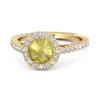 Lemon Quartz Halo Pave Engagement Ring - 925 Sterling Silver Gold Vermeil