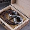Never Fade Norse Ouroboros Dragon Snake Pendant Necklace with Wooden Gift Box