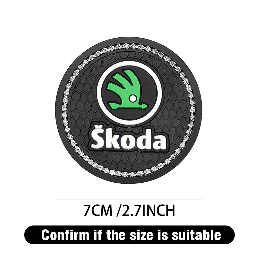 ZUKJ6 1/2pcs Diamond Car Coaster Water Cup Holder Anti-slip Pad Mat For Skoda Rapid Fabia Octavia A7 A5 A4 Roomster Yeti Superb Scala