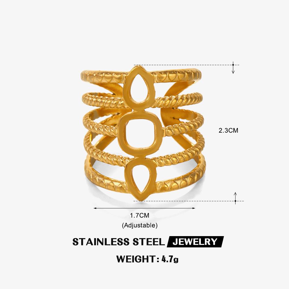 LATS Multiple Styles Stainless Steel Geometric Texture Wide Rings for Women Men Irregular Gold Color Wedding Ring Punk Jewelry