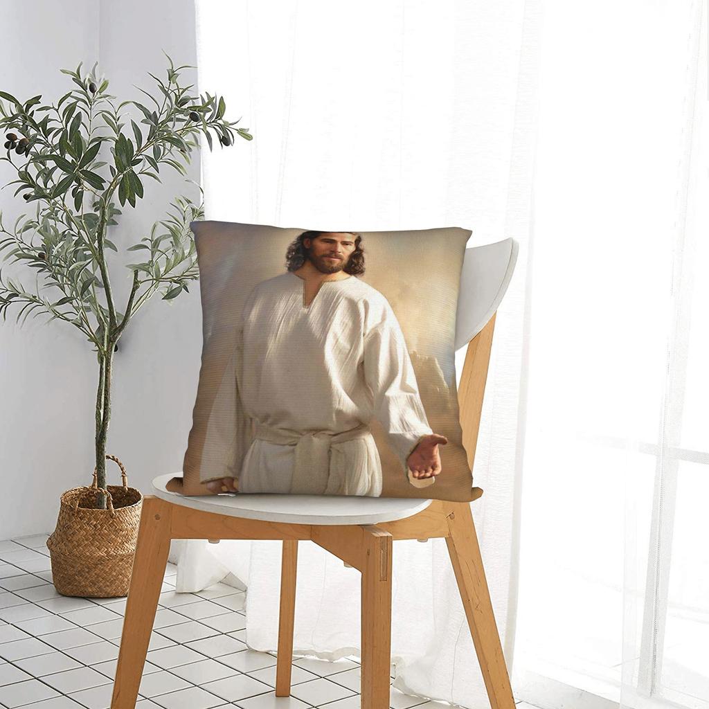 Jezus Christus God Jezus Vierkante Kussenhoezen Polyester Kamer Christelijke Kussenhoes Creatieve Decoratie Kussensloop 40*40