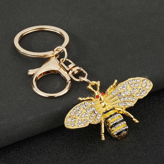 Schlüsselanhänger Anhänger Zinklegierung Strasssteine Bienenform Schlüsselanhänger mit Karabinerhaken Einfach aufzuhängen Schlüsselhalter Rucksack Auto Zubehör
