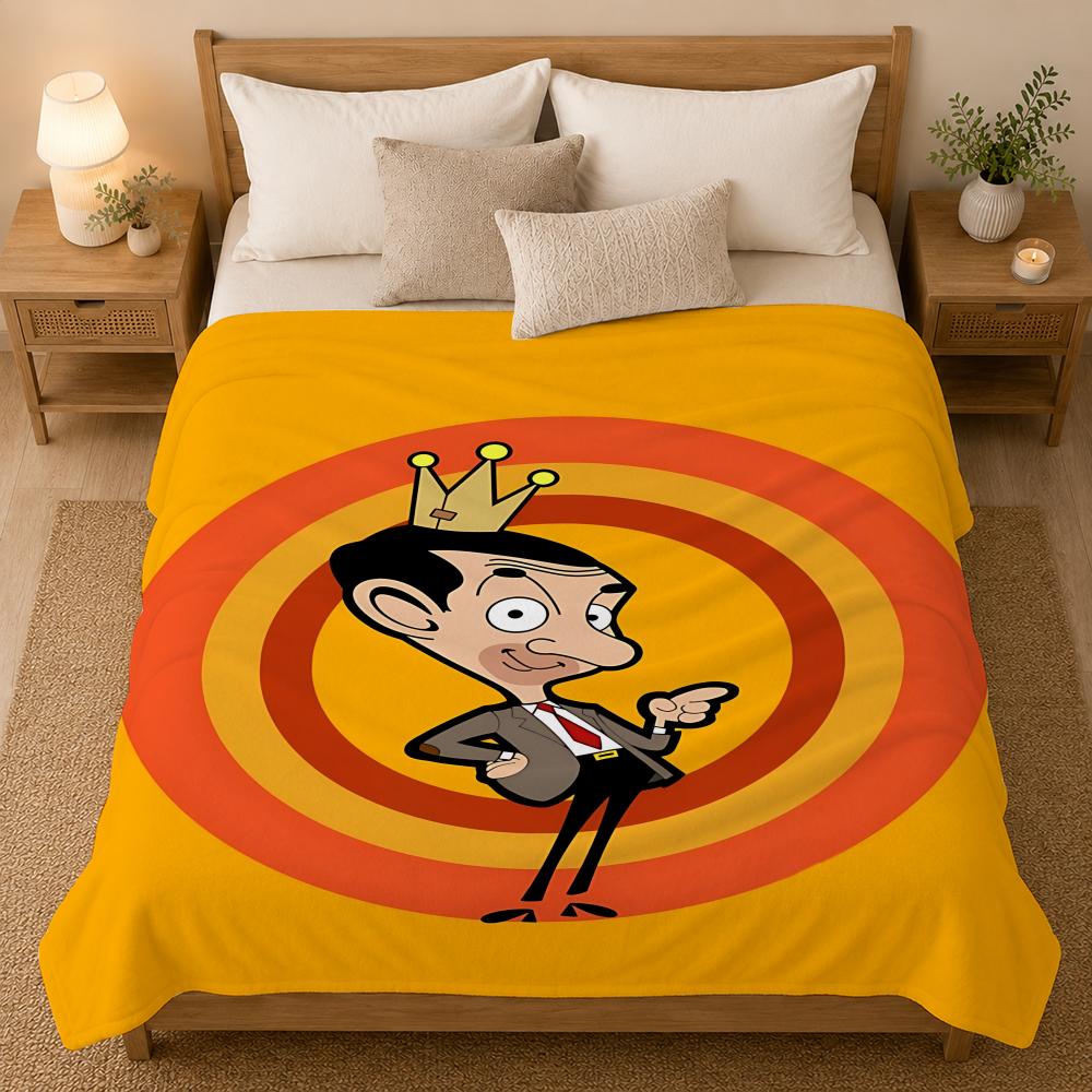 Mr Bean TV Character Throw 240g Flannel Blanket, Suitable for Sofas, Beds, Offices,  Exquisite Gift Blankets