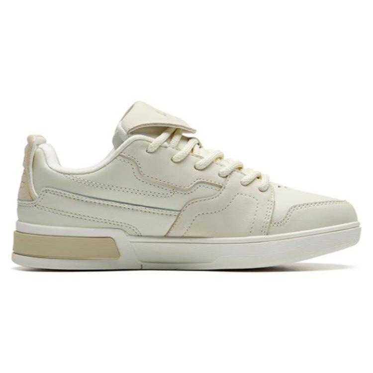 Anta AOYU Slip Resistant Cushioning Low Top Skateboard Shoes Women's White Yellow 122238073-2
