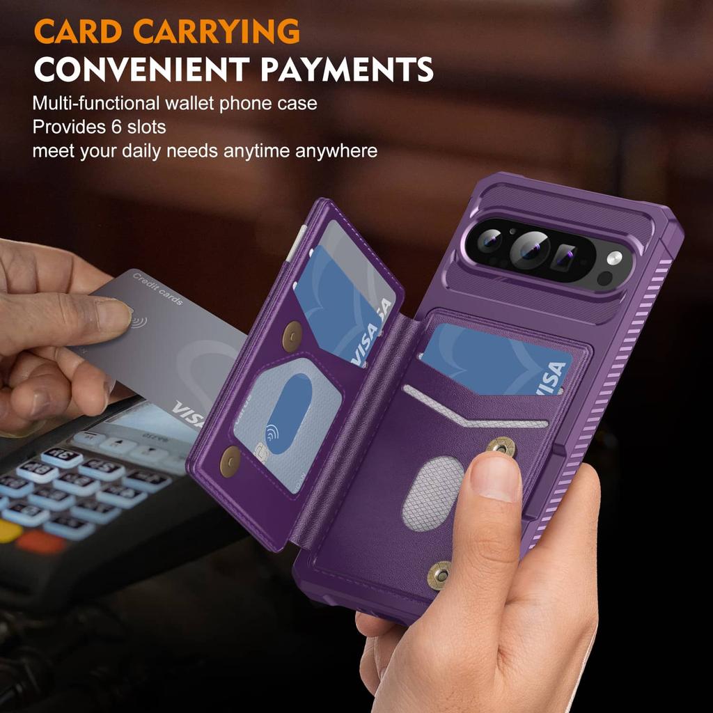 For Google Pixel 10 9 Pro XL 8 7 Pro 9A 8A 7A Case with Card Holder, Heavy Duty Shockproof Soft TPU Back Flip Wallet Cover