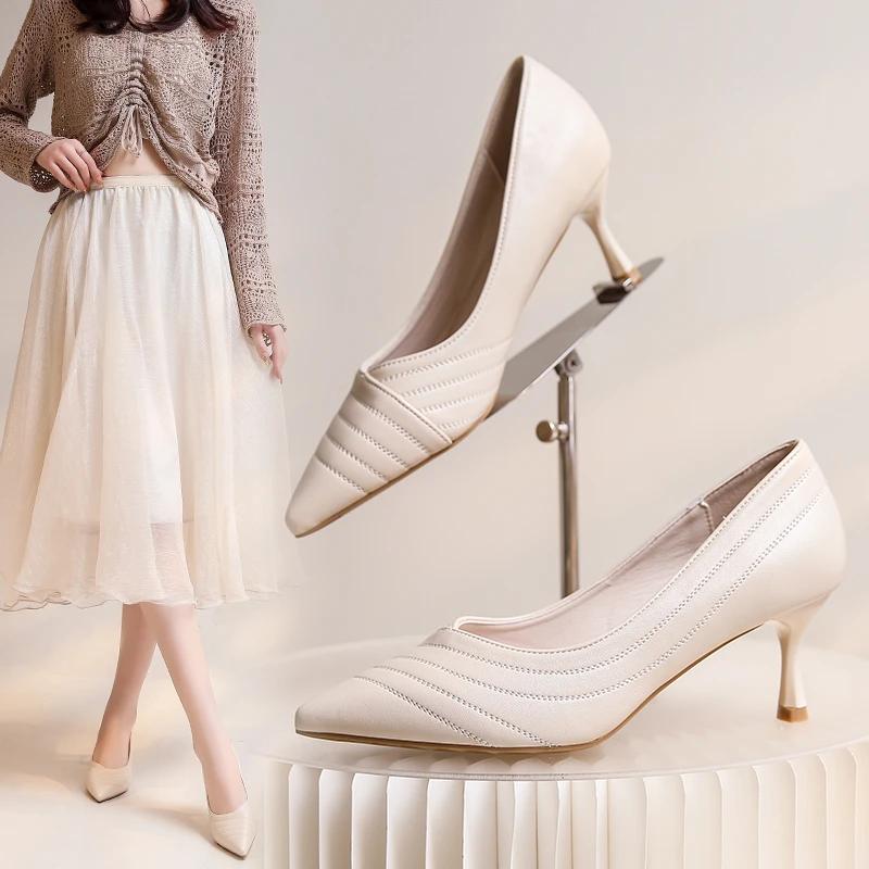 Fashion Fashion Shoes Female 2024 Autumn New Women's Pumps Comfortable Shallow Office Ladies Shoes Sexy Pointed Toe Dress Shoes Zapatos