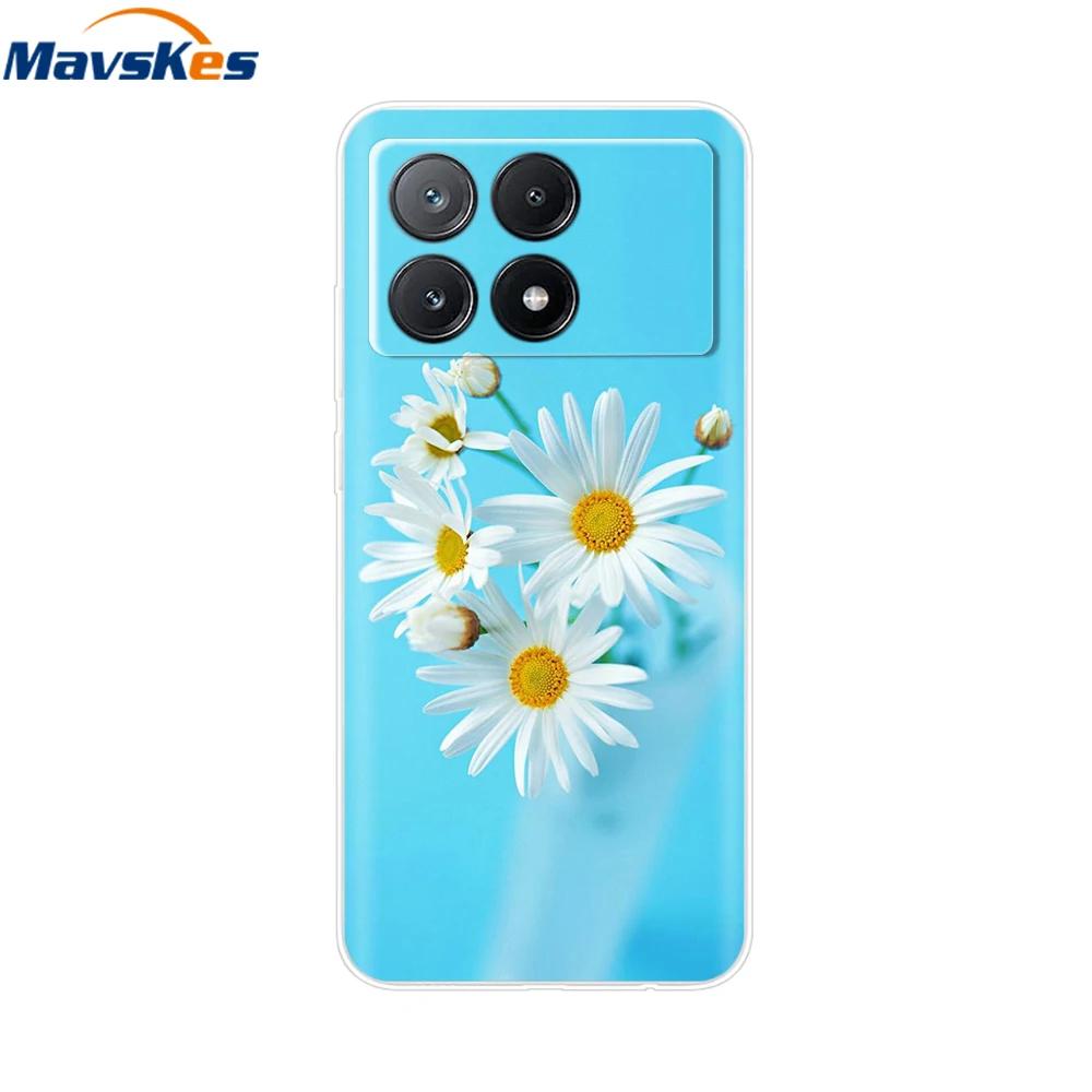 Para Capa Xiaomi Poco X6 Pro TPU Macio Pintado Capas de Telefone Para Xiomi Poco X6 PocoX6 Pro 5G Capa de Silicone Flor Fundas Protetora