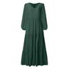 Dames Lente Herfst Jurk Ronde Hals A-lijn V-hals Geplooide Lange Mouwen Effen Kleur Grote Swing Uitgaan Shoppen Vakantie Maxi Jurk