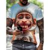 Fun Monkey 3D Print Sports  Breathable Men T-shirt Outdoor Street Loose Cosplay