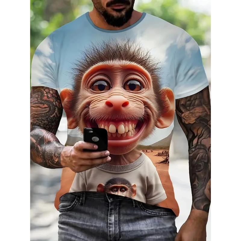 Fun Monkey 3D Print Sports  Breathable Men T-shirt Outdoor Street Loose Cosplay