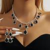 Bridal Necklace Set High-End Crystal Colored Clavicle Chain Earrings Two-Piece Set