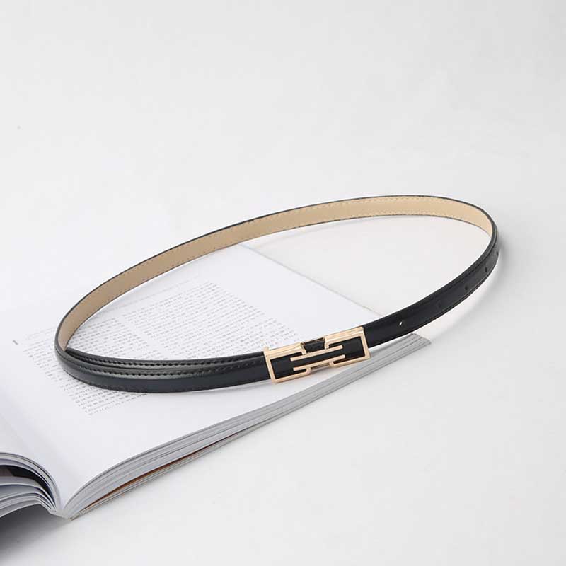 Women Thin Metal Pin Buckle Belt Long PU Leather Adjustable Waist Belts Dress Pants Jeans Decorative Straps