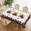 1 Piece, Halloween Themed Party Tablecloth, Black And White Buffalo Pattern Pumpkin Skull Castle Holiday Pattern Tablecloth